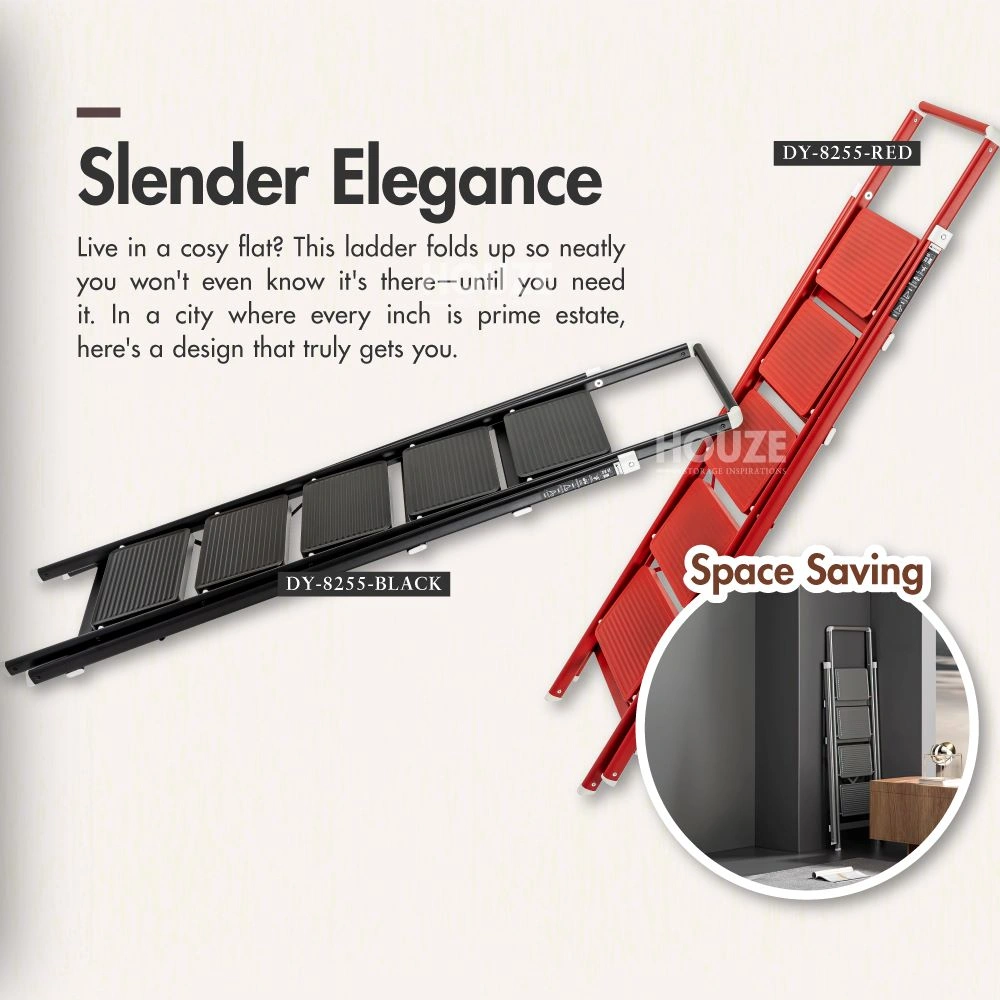 DY-8254-DY-8255-Stali-4-5-Tier-Slim-Carbon-Steel-Ladder-with-Wide-Pedal-07-1 HOUZE - 'Stáli' 4-Tier / 5-Tier Slim Carbon Steel Ladder With Wide Pedal